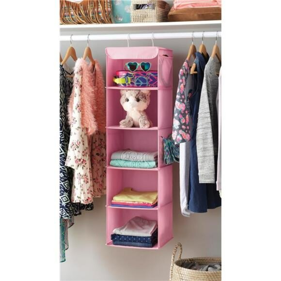 Hanging Closet Organizer 5 Shelf Storage for Clothes Shoes Toys Towels Accessori - Picture 2 of 3